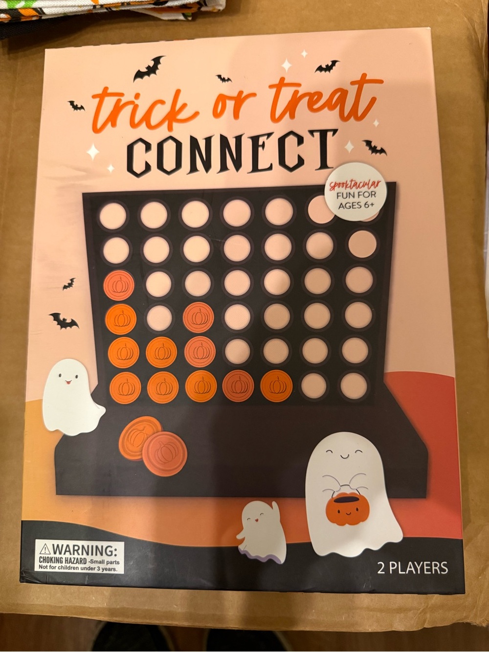 Trick or Treat Connect Four Kids Game - Orange and Black
